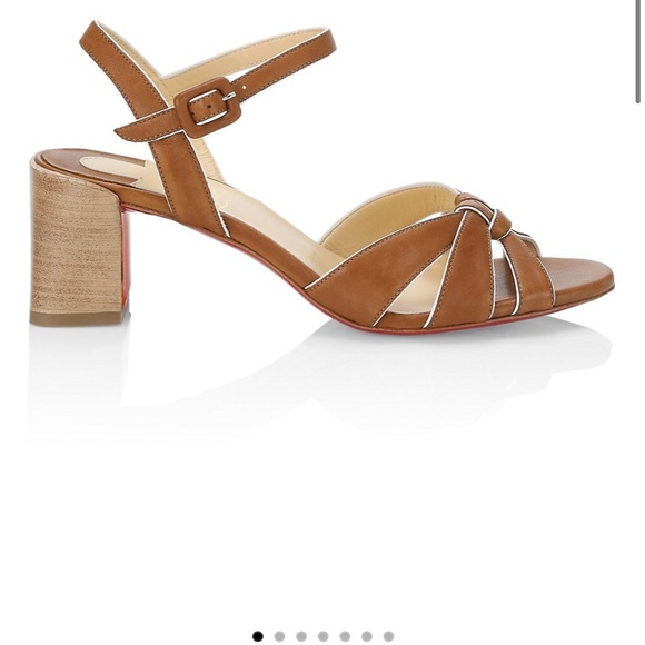 Christian Louboutin Brown Leather Anjalili 55 Ankle-Strap Block Heel Sandals - Picture 7 of 8